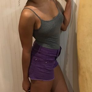 Purple cutoff shorts